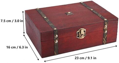ZJchao Vintage Keepsake Box, Hand-Made Treasure Decorative Box Old-Fashioned Antique Decoration Displays Crafts Wooden Photo Storage Box for Home, Office in Saudi Arabia