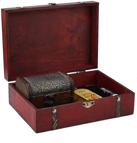ZJchao Vintage Keepsake Box, Hand-Made Treasure Decorative Box Old-Fashioned Antique Decoration Displays Crafts Wooden Photo Storage Box for Home, Office in Saudi Arabia