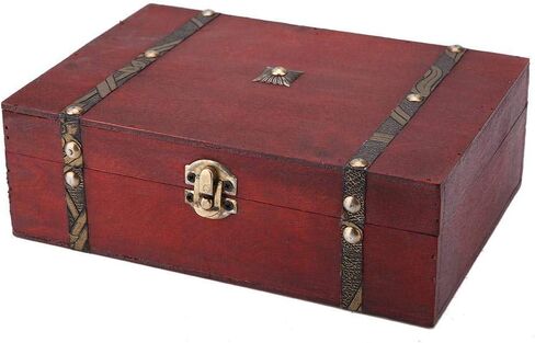 ZJchao Vintage Keepsake Box, Hand-Made Treasure Decorative Box Old-Fashioned Antique Decoration Displays Crafts Wooden Photo Storage Box for Home, Office in Saudi Arabia