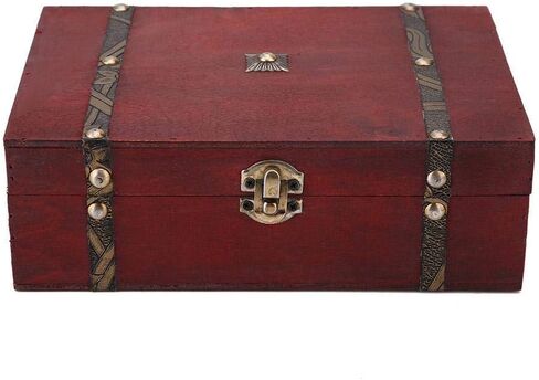 ZJchao Vintage Keepsake Box, Hand-Made Treasure Decorative Box Old-Fashioned Antique Decoration Displays Crafts Wooden Photo Storage Box for Home, Office in Saudi Arabia