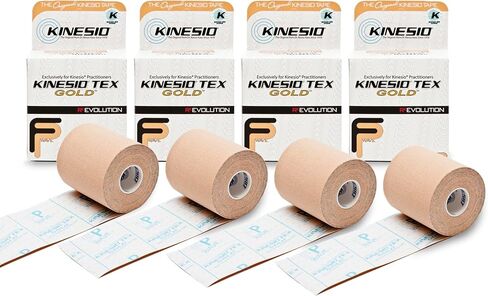 Kinesio Taping - Elastic Therapeutic Athletic Tape Tex Gold FP - Beige – 3" x 5.5 Yards - 4 Pack in Saudi Arabia