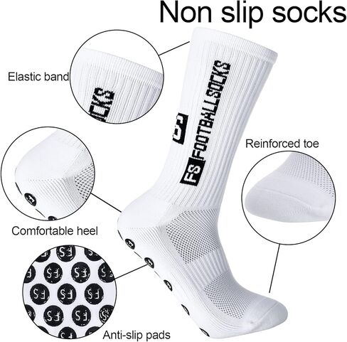 3 أزواج من جوارب كرة القدم للرجال المضادة للانزلاق جوارب رياضية مضادة للانزلاق لكرة القدم الرياضية مع وسادات للإمساك (أسود، أبيض، أزرق) in Kuwait
