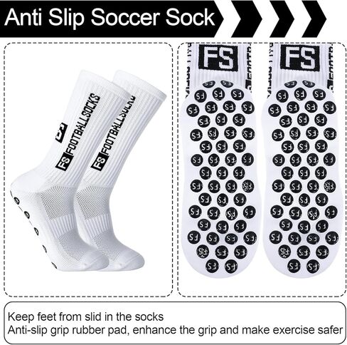 3 أزواج من جوارب كرة القدم للرجال المضادة للانزلاق جوارب رياضية مضادة للانزلاق لكرة القدم الرياضية مع وسادات للإمساك (أسود، أبيض، أزرق) in Kuwait