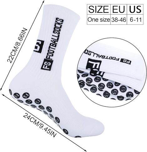 3 أزواج من جوارب كرة القدم للرجال المضادة للانزلاق جوارب رياضية مضادة للانزلاق لكرة القدم الرياضية مع وسادات للإمساك (أسود، أبيض، أزرق) in Kuwait