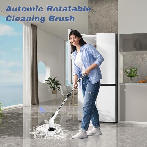 Upgrade Electric Spin Scrubber,Rotatable Electric Scrubber for Cleaning,Power Scrubber with Long Handle & 9 Replaceable Brush Heads,Automatic Shower Cleaner Brush for Bathroom,Floor,Glass,Wall in Saudi Arabia