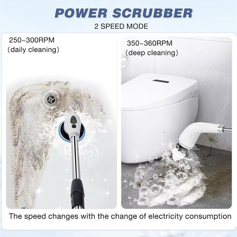 Upgrade Electric Spin Scrubber,Rotatable Electric Scrubber for Cleaning,Power Scrubber with Long Handle & 9 Replaceable Brush Heads,Automatic Shower Cleaner Brush for Bathroom,Floor,Glass,Wall in Saudi Arabia