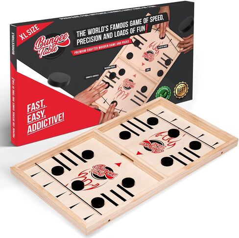 Small Fast Sling Puck Game - Test Your Speed and Accuracy with This Fast Action Super Winner Wooden Air Hockey Board Game - Guaranteed Fun for Family Game Night or Party with Friends in Saudi Arabia
