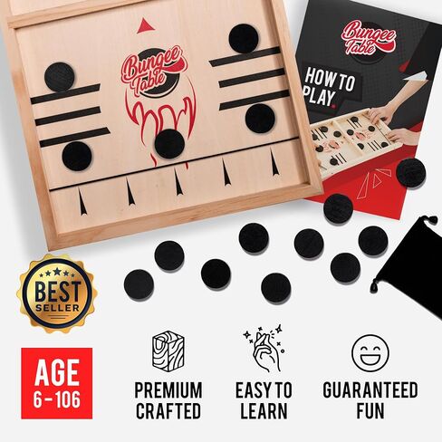 Small Fast Sling Puck Game - Test Your Speed and Accuracy with This Fast Action Super Winner Wooden Air Hockey Board Game - Guaranteed Fun for Family Game Night or Party with Friends in Saudi Arabia