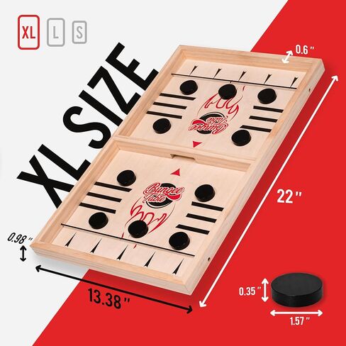 Small Fast Sling Puck Game - Test Your Speed and Accuracy with This Fast Action Super Winner Wooden Air Hockey Board Game - Guaranteed Fun for Family Game Night or Party with Friends in Saudi Arabia