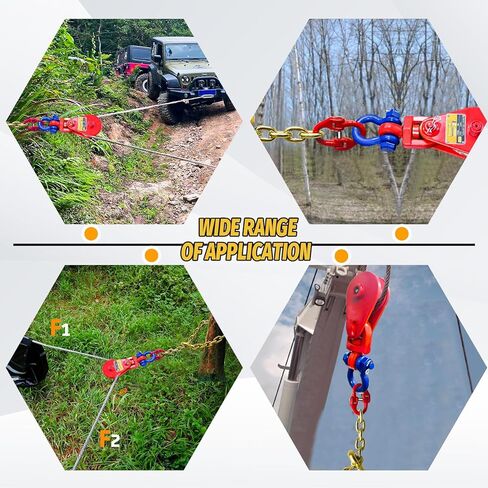 2 Ton Snatch Block with Chain and Swivel Shackle, 3" Sheave for 3/8" Inch Wire Rope,Snatch Block Pulley Kit for Tow Truck Rollback Wrecker Car Hauler Winch, Towing Winch Block Accessories in Kuwait