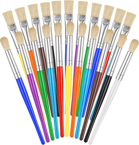 Paint Brushes for Kids, 10 Pcs Round and Flat Paint Brush Set, Easy Hold and Clean Toddler Paint Brushes, Preschool Paint Brushes Bulk for Acrylic Oil Watercolor Washable Paint in Saudi Arabia