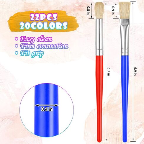 Paint Brushes for Kids, 10 Pcs Round and Flat Paint Brush Set, Easy Hold and Clean Toddler Paint Brushes, Preschool Paint Brushes Bulk for Acrylic Oil Watercolor Washable Paint in Saudi Arabia