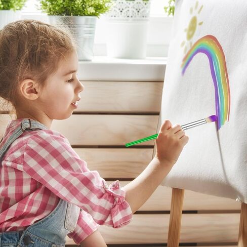 Paint Brushes for Kids, 10 Pcs Round and Flat Paint Brush Set, Easy Hold and Clean Toddler Paint Brushes, Preschool Paint Brushes Bulk for Acrylic Oil Watercolor Washable Paint in Saudi Arabia