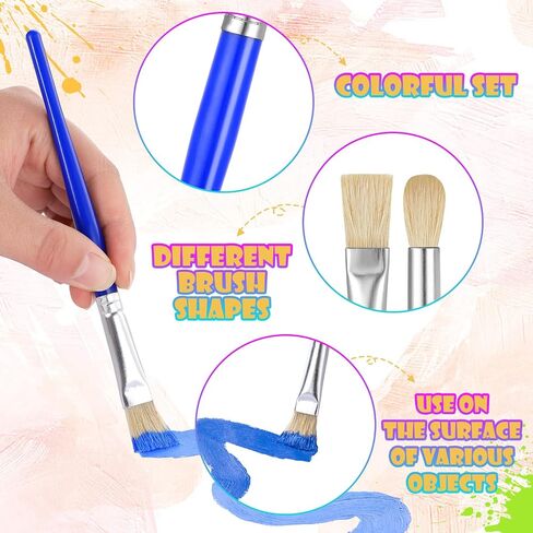Paint Brushes for Kids, 10 Pcs Round and Flat Paint Brush Set, Easy Hold and Clean Toddler Paint Brushes, Preschool Paint Brushes Bulk for Acrylic Oil Watercolor Washable Paint in Saudi Arabia