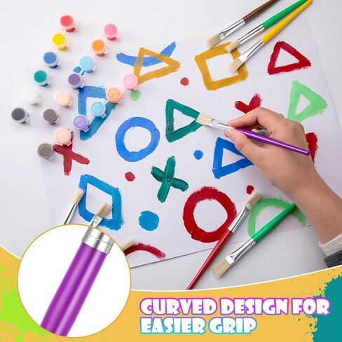 Paint Brushes for Kids, 10 Pcs Round and Flat Paint Brush Set, Easy Hold and Clean Toddler Paint Brushes, Preschool Paint Brushes Bulk for Acrylic Oil Watercolor Washable Paint in Saudi Arabia