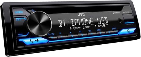 JVC Single DIN Bluetooth USB AUX AM/FM LED Stereo Receiver Bundle Combo with Stereo Install Kit, Universal Handle Bar Controls, 22" Wire Antenna, Weathershield (Fits Select 98-2013 HD Models) in Saudi Arabia