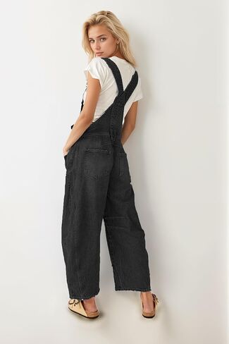 Kedera Womens Overalls Denim Loose Fit Wide Leg Adjustable Baggy Jeans Jumpsuit Y2K Comfy in Saudi Arabia