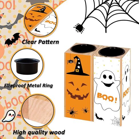 Halloween Themed Decorations Gifts, 2PCS Halloween Candle Holders for Home Indoor Party Decoration, Boo Sign Candlesticks Holders for Halloween Farmhouse Decor in Saudi Arabia