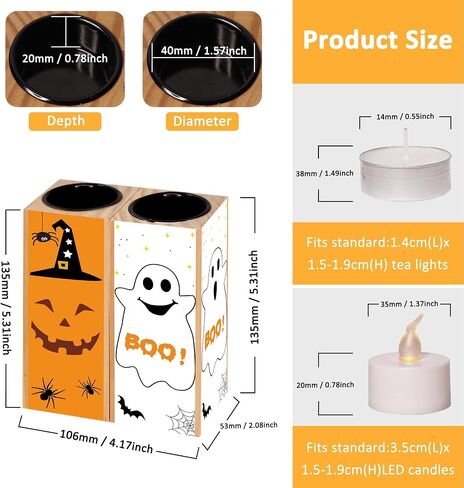 Halloween Themed Decorations Gifts, 2PCS Halloween Candle Holders for Home Indoor Party Decoration, Boo Sign Candlesticks Holders for Halloween Farmhouse Decor in Saudi Arabia