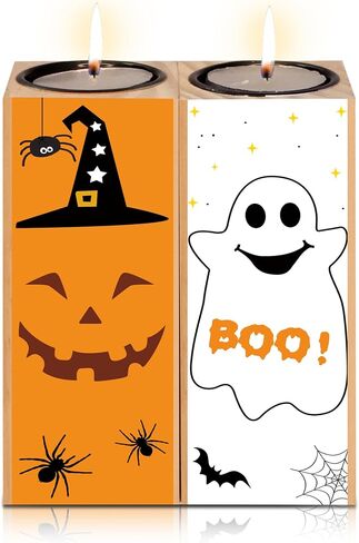 Halloween Themed Decorations Gifts, 2PCS Halloween Candle Holders for Home Indoor Party Decoration, Boo Sign Candlesticks Holders for Halloween Farmhouse Decor in Saudi Arabia