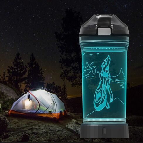 زجاجة مياه للأطفال من Lightzz مع ضوء LED متوهج ثلاثي الأبعاد - 14 أونصة من تريتان خالية من مادة BPA - هدية إبداعية مثالية للسفر كهدية للمدرسة والأطفال الصغار وعطلات التخييم والنزهات in Saudi Arabia