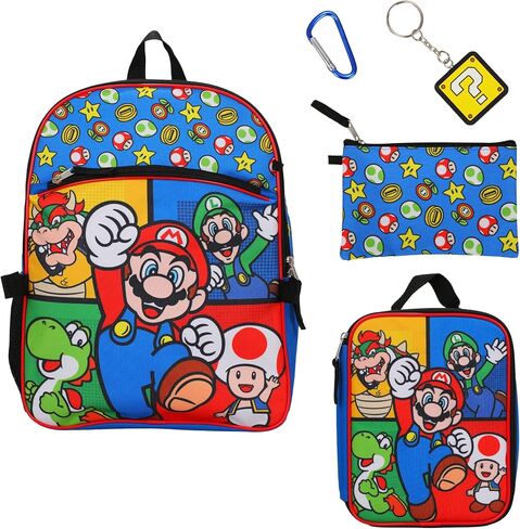 BIOWORLD Super Mario Brothers 5-Piece Backpack & Lunchbox Set in Kuwait