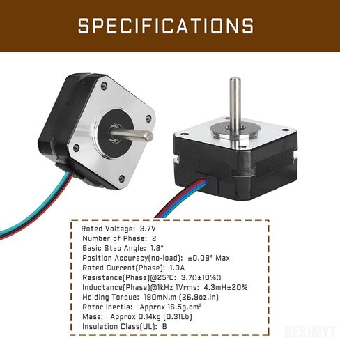 Nema 17 Stepper Motor 145mNm High Torque 20.5mm/0.80inch Bipolar 1A-3.5V 2 Phase 4 Lead Step Motor for 3D Printer/CNC Milling Engraving Machine,1.66x1.66x0.81inch in Saudi Arabia
