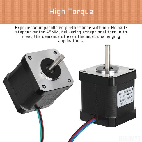 Nema 17 Stepper Motor 145mNm High Torque 20.5mm/0.80inch Bipolar 1A-3.5V 2 Phase 4 Lead Step Motor for 3D Printer/CNC Milling Engraving Machine,1.66x1.66x0.81inch in Saudi Arabia