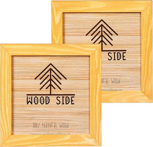 Rustic Wooden Square Picture Frames 8x8 - Set of 2 - 100% Natural Solid Eco Wood with Real Glass for Wall Mounting and Tabletop Photo Frame - Yellow in Saudi Arabia