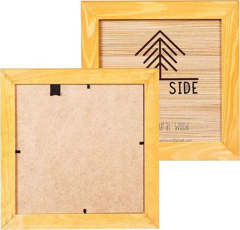 Rustic Wooden Square Picture Frames 8x8 - Set of 2 - 100% Natural Solid Eco Wood with Real Glass for Wall Mounting and Tabletop Photo Frame - Yellow in Saudi Arabia