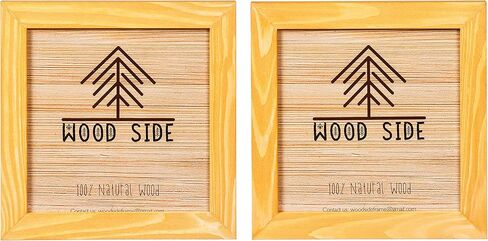 Rustic Wooden Square Picture Frames 8x8 - Set of 2 - 100% Natural Solid Eco Wood with Real Glass for Wall Mounting and Tabletop Photo Frame - Yellow in Saudi Arabia