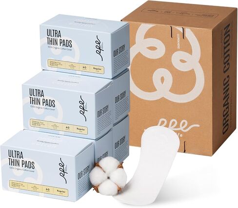 100% Organic Panty Liners for Women, Ultra Thin Cotton Cover, Regular Pantiliners, Light Absorbency, Unscented Barely There Pantie Liners, Individually Wrapped (Regular Liner, Size 1, 240ct) in Saudi Arabia