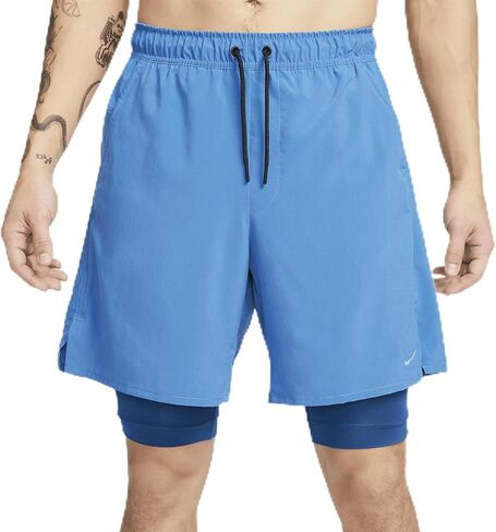 شورت Nike Unlimited للرجال Dri-FIT 7 بوصات 2 في 1 متعدد الاستخدامات (أزرق نجمي/أزرق كورت/أسود/أزرق نجمي، DV9334-402) in Saudi Arabia