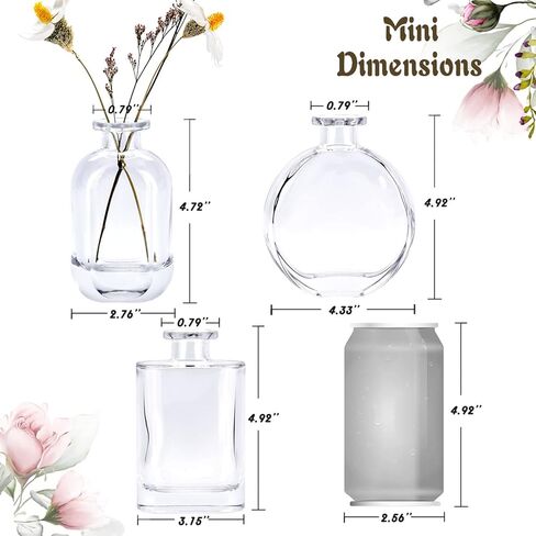 WHJY Grey Glass Vase Set of 3, Decorative Flower Vases for Centerpieces, Colored Bud Vases, Small Geometric Vases for Wedding, Home Décor in Saudi Arabia