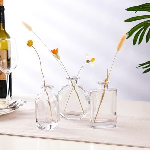 WHJY Grey Glass Vase Set of 3, Decorative Flower Vases for Centerpieces, Colored Bud Vases, Small Geometric Vases for Wedding, Home Décor in Saudi Arabia