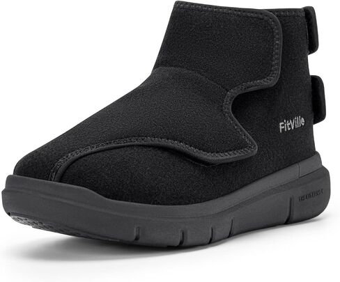 FitVille Diabetic Boots for Women Wide Width Fully Adjustable Straps Winter Boots for Women Wide Width with Warm Fur Lining Diabetic Shoes for Women Extra Wide Width Foot Pain Relief Neuropathy in Saudi Arabia