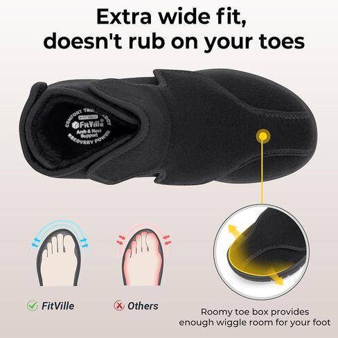 FitVille Diabetic Boots for Women Wide Width Fully Adjustable Straps Winter Boots for Women Wide Width with Warm Fur Lining Diabetic Shoes for Women Extra Wide Width Foot Pain Relief Neuropathy in Saudi Arabia