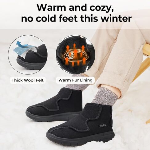 FitVille Diabetic Boots for Women Wide Width Fully Adjustable Straps Winter Boots for Women Wide Width with Warm Fur Lining Diabetic Shoes for Women Extra Wide Width Foot Pain Relief Neuropathy in Saudi Arabia