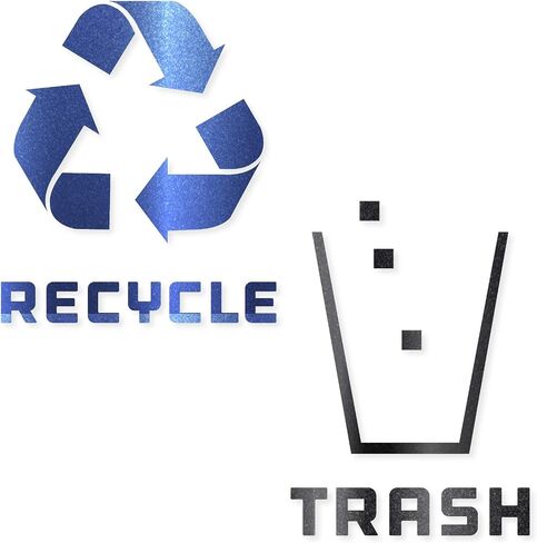 Recycle and Trash Stickers Modern Logo (1 ea) Symbol to Organize Trash cans or Garbage containers and Walls - Vinyl Decal Sticker - Contour Cut (Metallic Blue/Black, XSmall) in Saudi Arabia