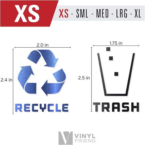 Recycle and Trash Stickers Modern Logo (1 ea) Symbol to Organize Trash cans or Garbage containers and Walls - Vinyl Decal Sticker - Contour Cut (Metallic Blue/Black, XSmall) in Saudi Arabia
