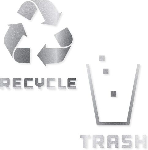 Recycle and Trash Stickers Modern Logo (1 ea) Symbol to Organize Trash cans or Garbage containers and Walls - Vinyl Decal Sticker - Contour Cut (Metallic Blue/Black, XSmall) in Saudi Arabia
