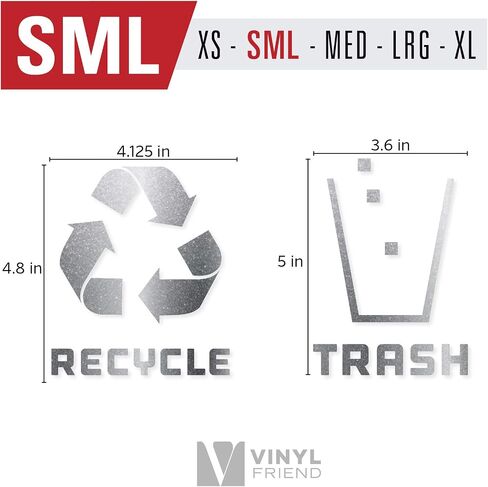 Recycle and Trash Stickers Modern Logo (1 ea) Symbol to Organize Trash cans or Garbage containers and Walls - Vinyl Decal Sticker - Contour Cut (Metallic Blue/Black, XSmall) in Saudi Arabia