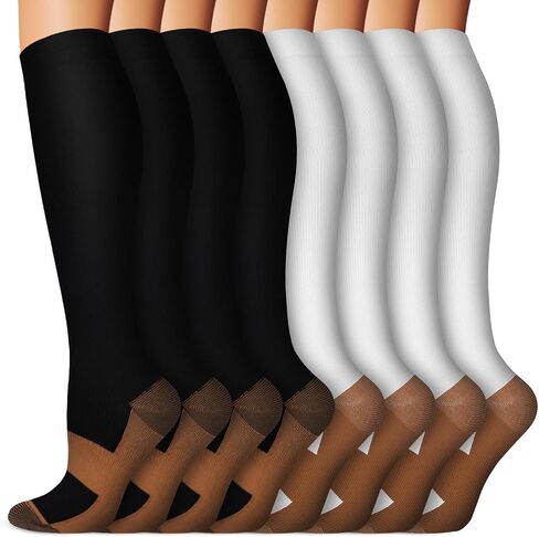 Copper Compression Socks 15-20 mmHg for Men & Women 8 Pairs – Circulation Support for Nurses, Travel, Running, Hiking, Soccer in Saudi Arabia