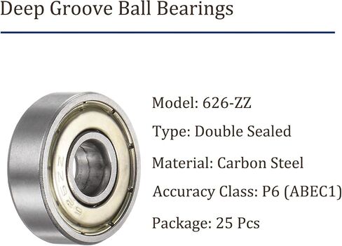 6pcs 6200-ZZ Deep Groove Ball Bearings - [10mm Bore x 30mm OD x 9mm Thickness] Double Metal Shielded P6 Bearings for Industrial Equipment, Carbon Steel, Z1 in Saudi Arabia