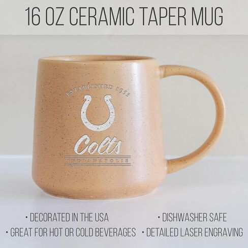 Rico Industries NFL Football Indianapolis Colts Sand 16oz Ceramic Taper Mug in Saudi Arabia