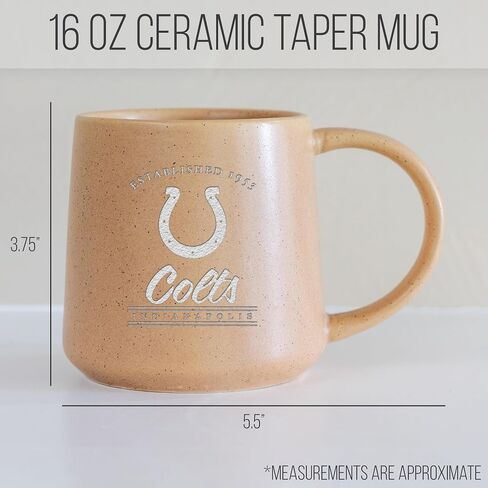 Rico Industries NFL Football Indianapolis Colts Sand 16oz Ceramic Taper Mug in Saudi Arabia