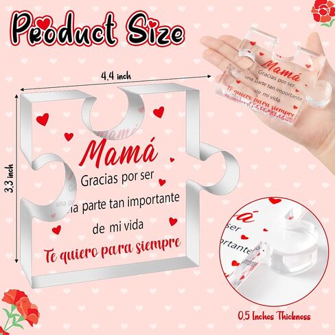Yopyame Spanish Dad Birthday Gifts - Regalos para Papá Puzzle Acrylic Plaque for Office Desk Decor Keepsake Paperweights Gifts for Dad in Spanish Christmas for Dad from Daughter Son in Saudi Arabia