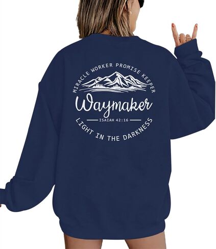 Christian Waymaker Sweatshirts For Women Religious Faith Sweatshirt Womens Graphic Soft Crewneck Long Sleeve Shirts in Kuwait