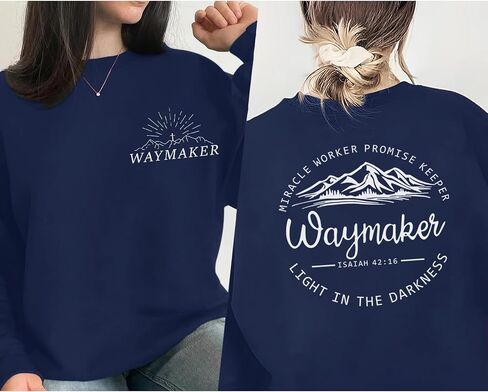 Christian Waymaker Sweatshirts For Women Religious Faith Sweatshirt Womens Graphic Soft Crewneck Long Sleeve Shirts in Kuwait