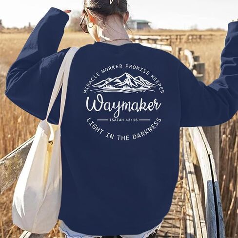 Christian Waymaker Sweatshirts For Women Religious Faith Sweatshirt Womens Graphic Soft Crewneck Long Sleeve Shirts in Kuwait